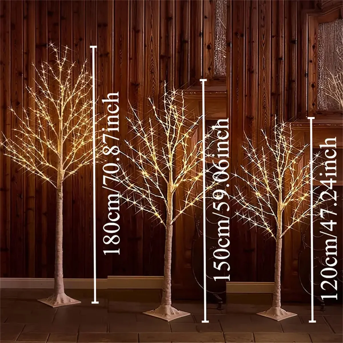 Luz LED de abedul de 1,2 M/1,5 M/1,8 M, USB, 8 modos, lámpara de pie de abedul Artificial para decoración navideña de vacaciones en el hogar
