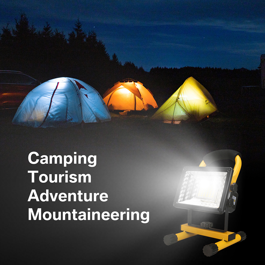 1/2 Stück LED wiederaufladbare tragbare Arbeitsleuchte 60 W mit Ständer, wasserdichtes Flutlicht für Outdoor-Camping, Wandern, Garage, Notfall