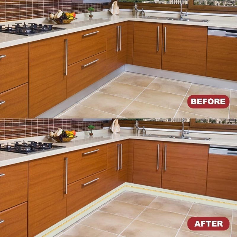 Flexible Baseboards Molding Trim, 4 Inch(W) x 16.5 Feet(L) Peel and Stick Rubber Wall Base Molding, Paintable Vinyl  Baseboard