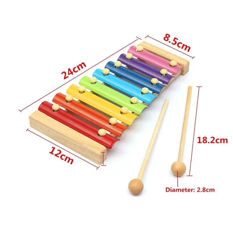 Montessori Holz 8-Töne Mehrfarbiges Xylophon Holz Musikinstrument Spielzeug für Baby Kinder Puzzles Frühes Lernspiele