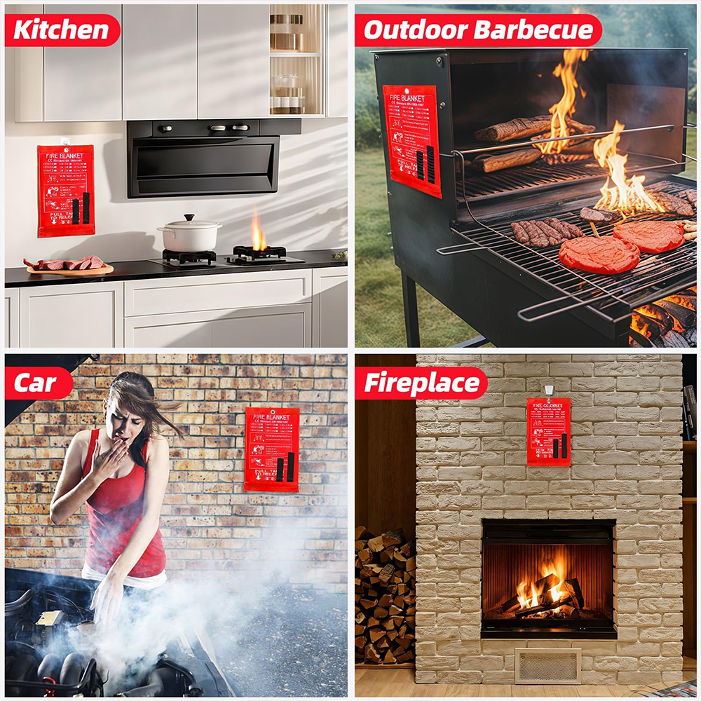 Emergency Fire Blanket Fire Extinguisher Blanket Fire Suppression Fabric Flame Retardant Towel Flame Safety Cloth for Grill Car