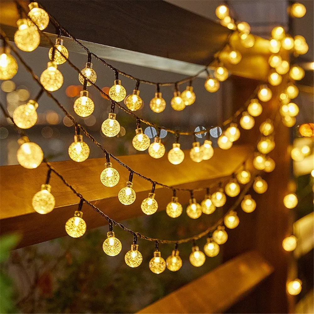 LED String Light พลังงานแสงอาทิตย์ไฟ Fairy 5m 20LED Warm Light กันน้ํากลางแจ้งสวนงานแต่งงานตกแต่งโคมไฟคริสต์มาส
