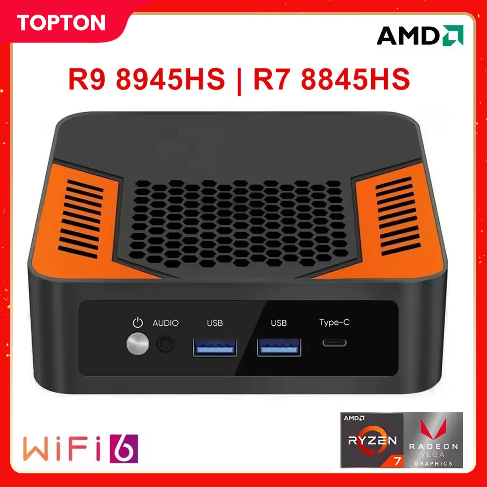 Nuevo Mini PC de bolsillo sólido TOPC AMD Ryzen 9 8945HS R7 8845HS USB4.0 doble LAN 2xDDR5 PCIe4.0 Windows 11 Mini ordenador para juegos WiFi6E