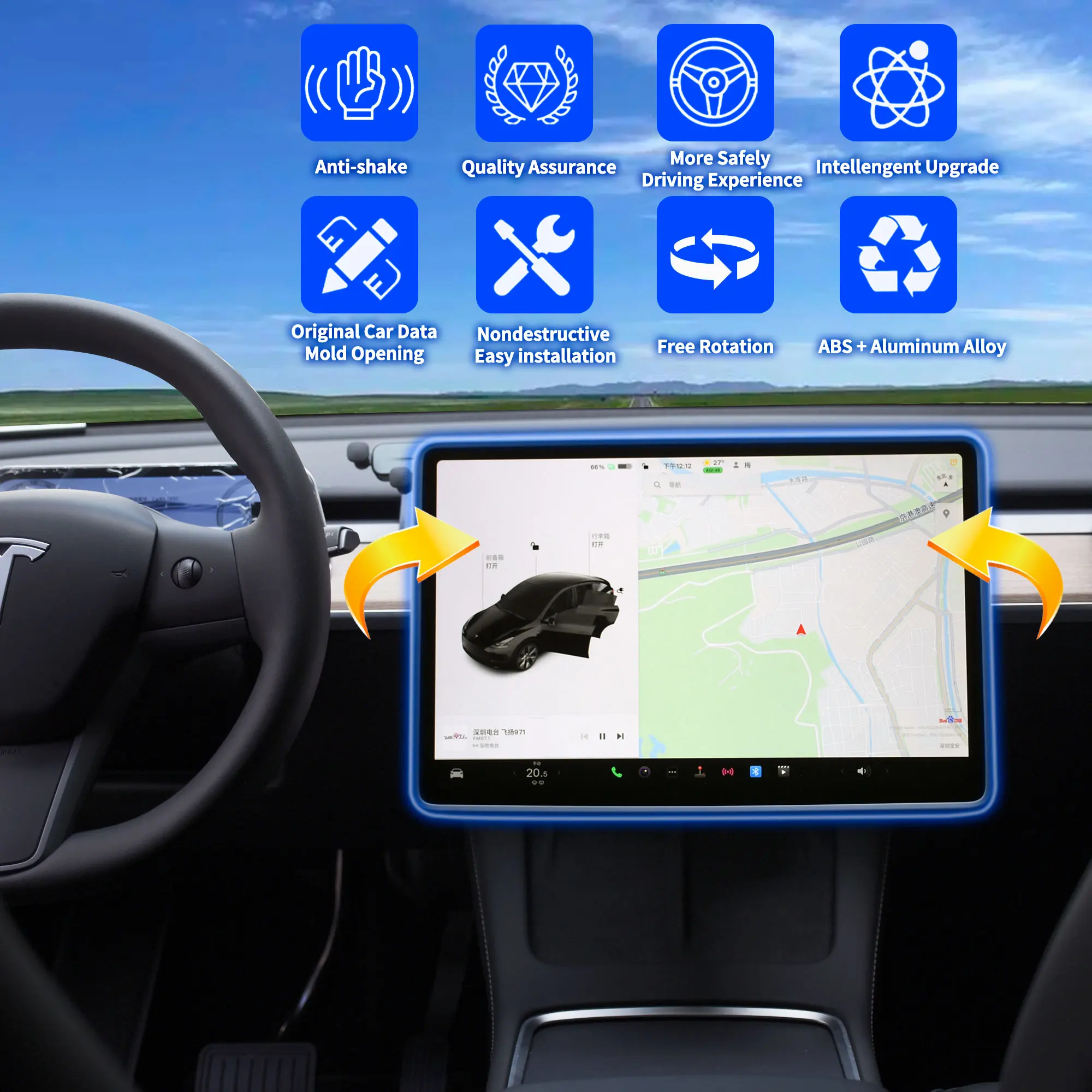 Model Y swivel Mount for Tesla Model 3 highland Tilt Screen Rotating bracket Kit Display Monitor Rotate Accessories 2023 2024