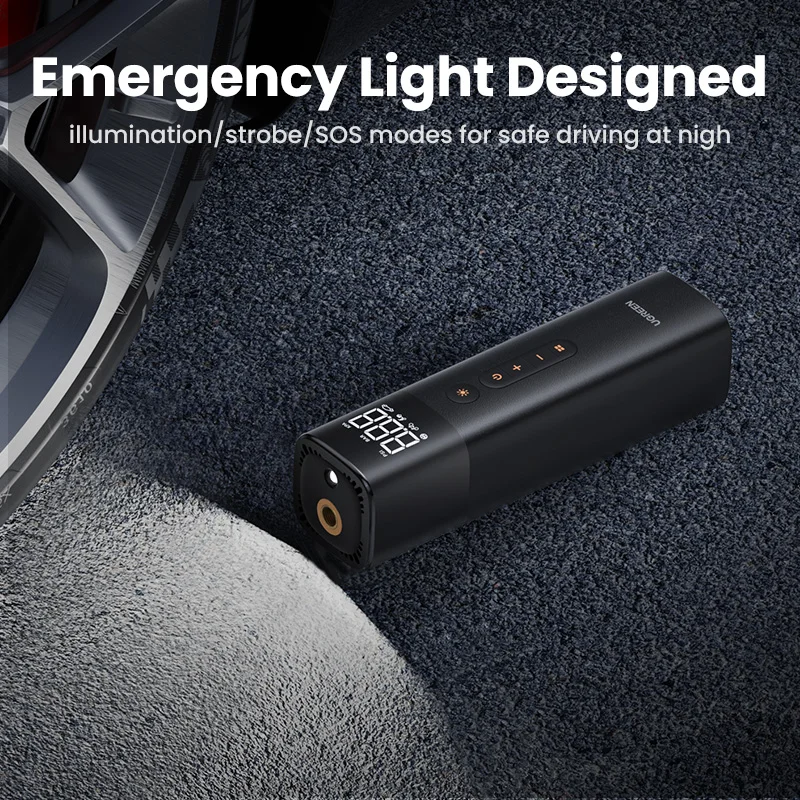 UGREEN Bomba de aire para automóvil Compresor de aire portátil para automóviles, motocicletas, inflador de neumáticos eléctrico de bicicleta con pantalla digital LCD