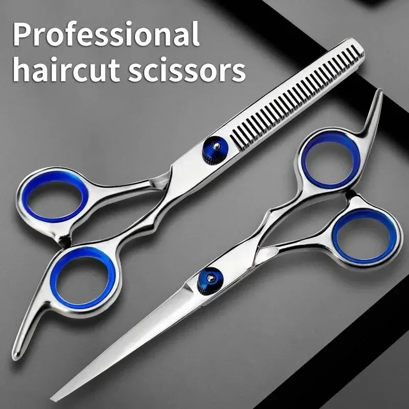 Tesoura de cabeleireiro profissional de aço inoxidável, tesoura de corte e desbaste, barbeiro, salão de beleza doméstico