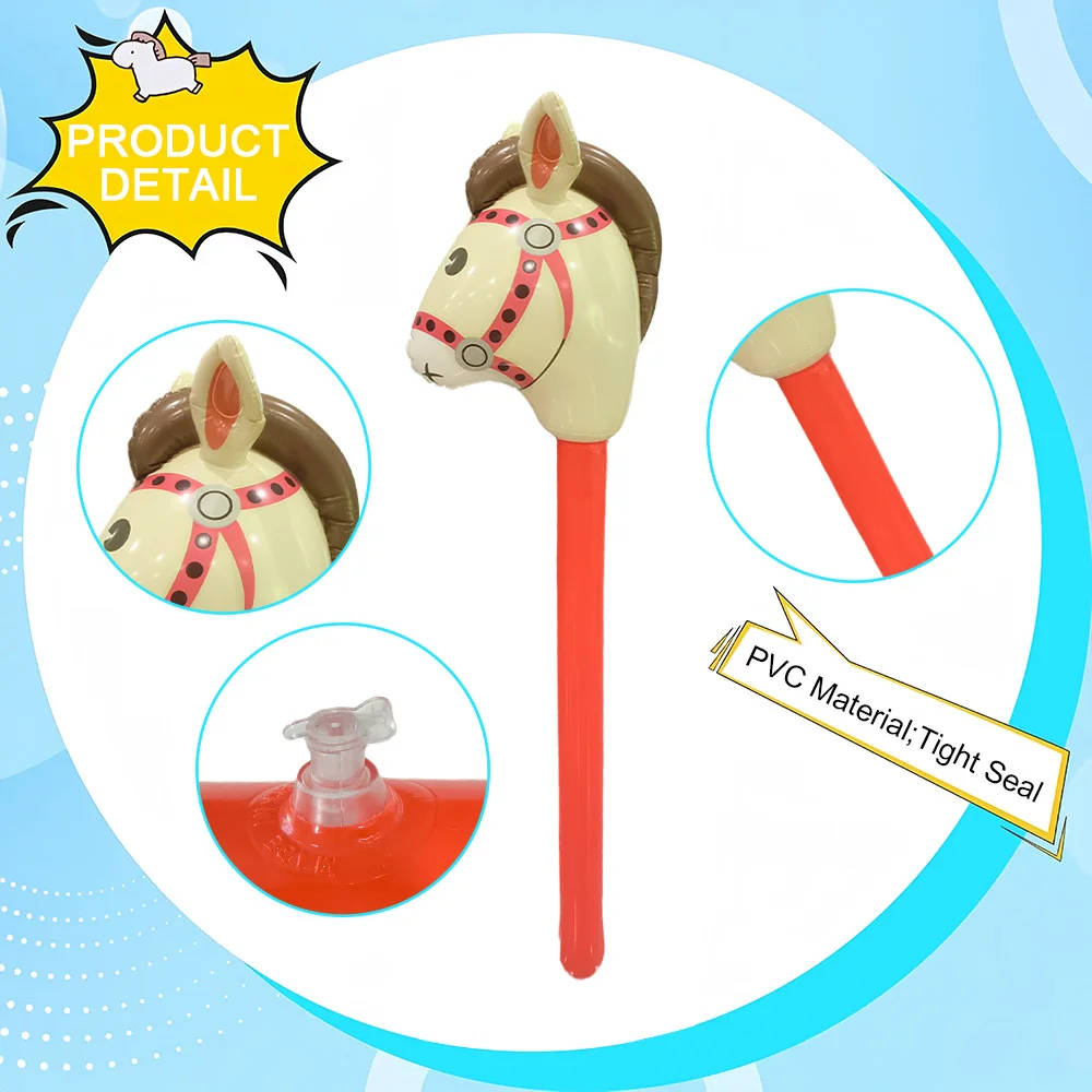 Varas infláveis de cabeça de cavalo, 4 unidades, material pvc, decoração de jogo de festa, varas infláveis, varinha de cabeça de animal festiva