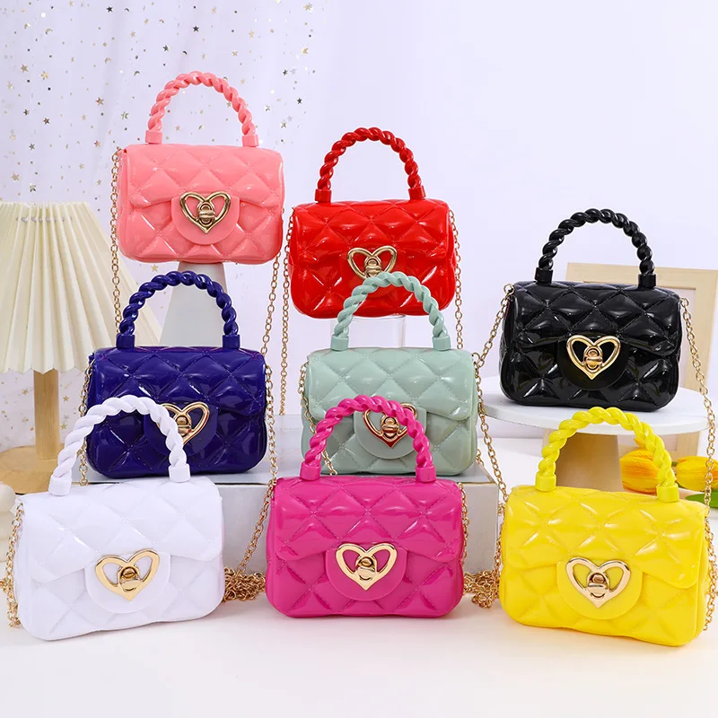 ファッションキッズ Pu レザークロスボディバッグガールズハートショルダーバッグ子供ミニ小銭入れゼリーバッグ子供ハンドバッグギフト