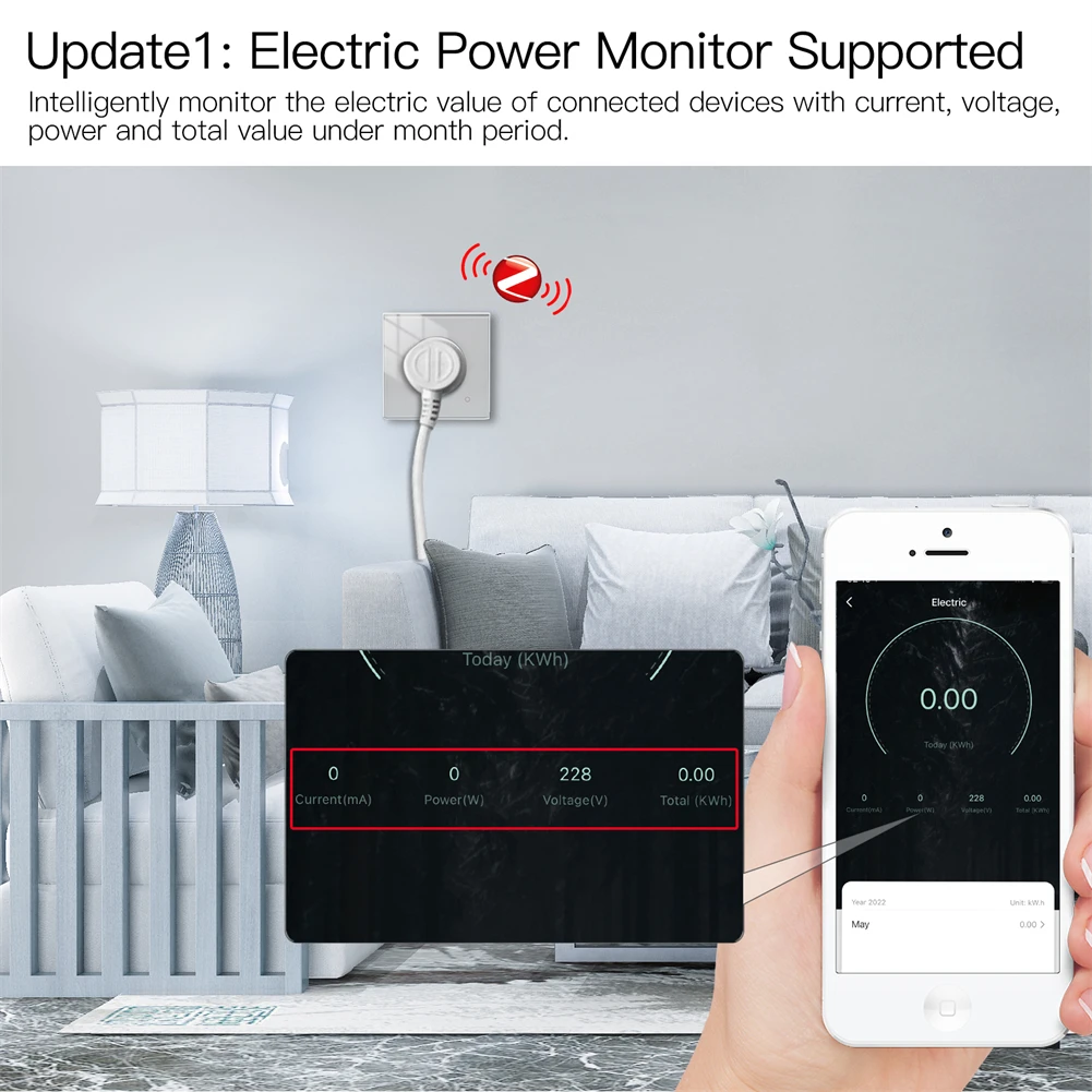 Moes ZigBee スマート ウォール ソケット ガラス パネル コンセント パワー モニター tuya ワイヤレス コントロール メッシュ タイマー Alexa Google ホーム音声 EU
