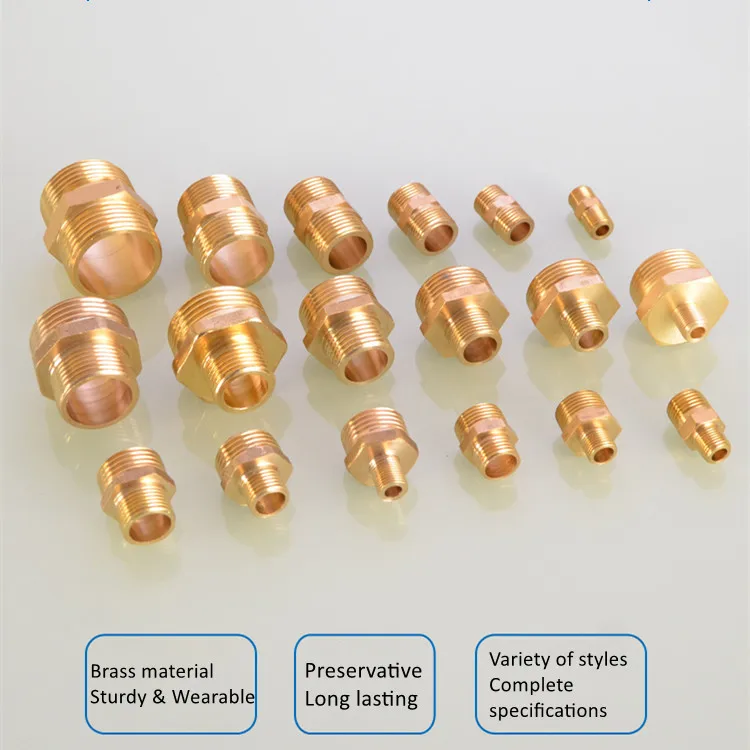 真鍮パイプ六角ニップル継手 1/8 "1/4" 3/8" 1/2" 3/4" 1" BSP おねじクイックアダプターカプラーコネクタ水油ガス用