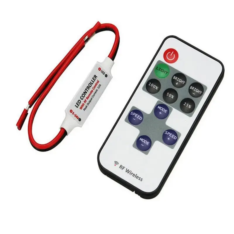 Controller dimmer LED 12V 11 tasti DC 5V 12V 24 V Telecomando wireless RF per luce di striscia LED Memoria intelligente monocolore