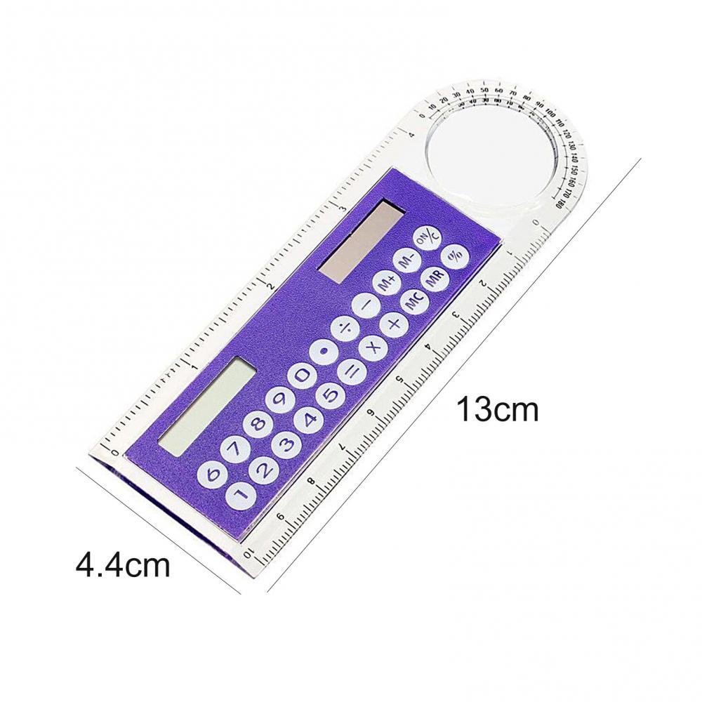 Mini calculadora de regla transparente Solar multifunción, práctica y Universal, con lupa, útiles escolares para estudiantes para oficina