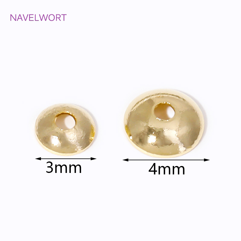 шапочки для бусин колпачки для бусин Латунные круглые бусины с золотым покрытием 14 к, 3-4 мм, 50/100 шт.