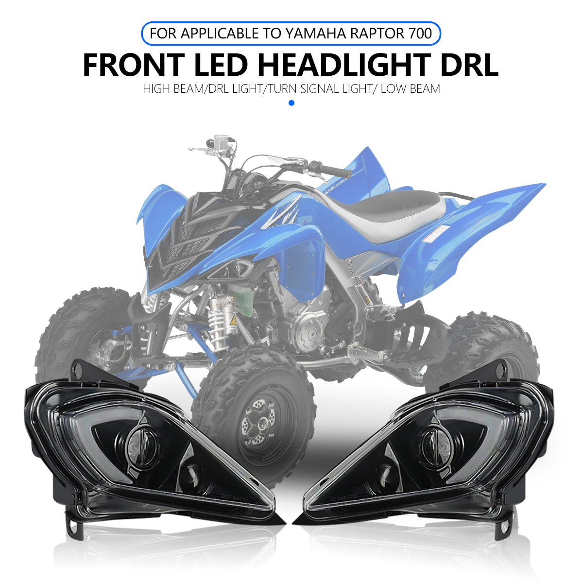 Par de faros delanteros DRL para Yamaha Raptor 700 700R YFZ450 YFZ450R YFZ450X Wolverine 450 350 H4