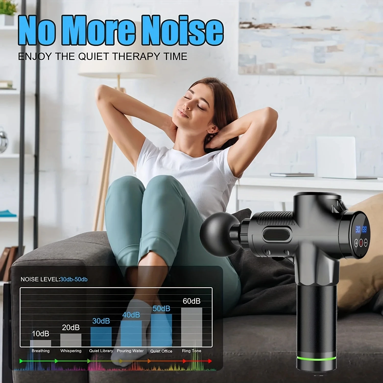Pistola de massagem muscular profunda de 30 níveis, pistola de percussão elétrica, massageador para corpo, pescoço, costas, perna, ferramenta fitness