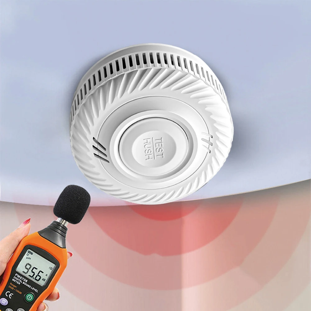 WiFi Smart Fire Alarm เครื่องตรวจจับควันที่ใช้แบตเตอรี่พร้อมปุ่มทดสอบเครื่องตรวจจับอัคคีภัย 85dB สําหรับห้องนอนบ้านและห้องเด็ก