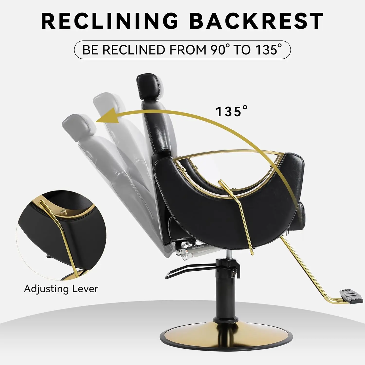 Hair Stylist, Height Adjustable Hydraulic Hair Reclining Salon Chair, 360 Degrees Rotation, Multi-Function Shampoo Chair for Sal
