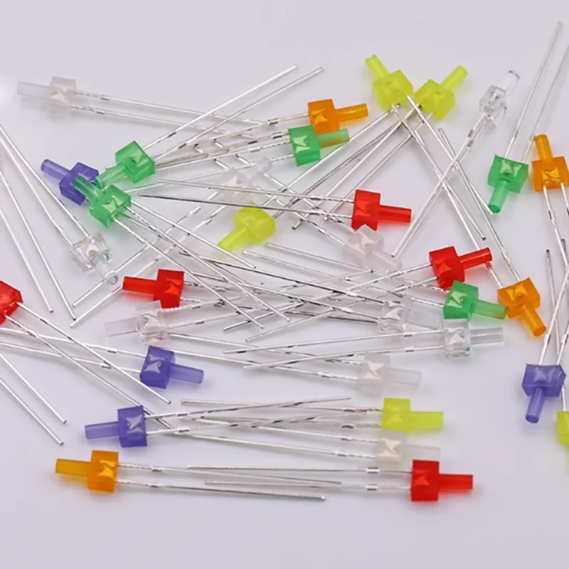 2MM high flat head with color long foot red red green green yellow yellow LED lamp bead highlighting indication straight insert
