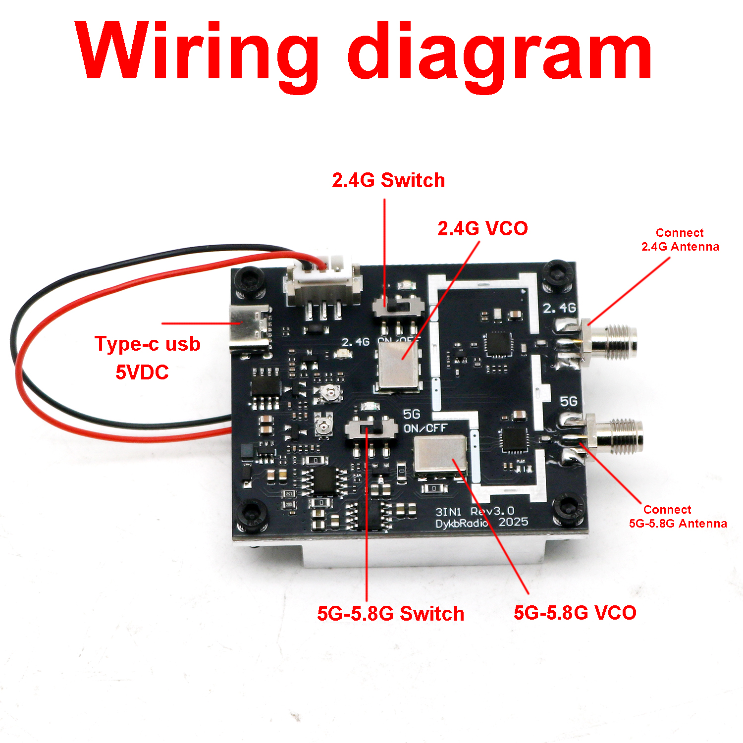 1W Power 2.4G 5.2G 5.8G WiFi VCO RF Generator 2.4Ghz 5Ghz 5.8Ghz Wifi Bluetooth Sweep Signal Source W WIFI Antenna