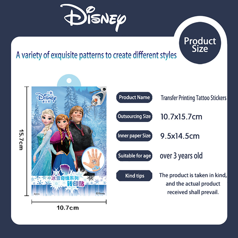 Disney Anime Frozen Mickey Mouse Sofia Child Temporary Body Art Tattoo Stickers Waterproof Transfer Printing Stickers Gift Box