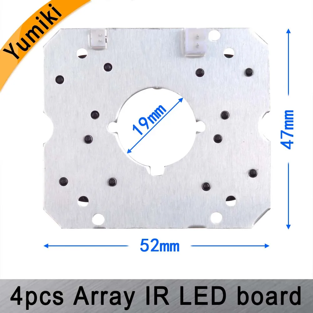 Yumiki 4 * luz LED IR de matriz, placa LED infrarroja 4x IR para cámaras CCTV, visión nocturna (52mm de diámetro)