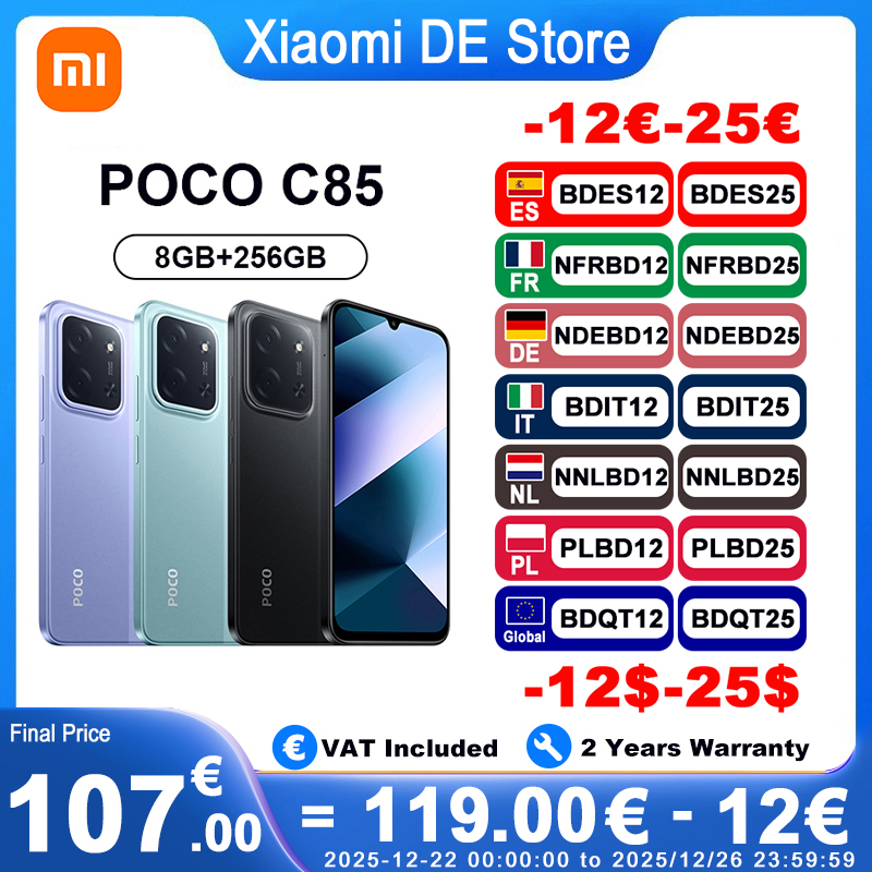 【Estreno mundial】POCO C85 Versión Global Smartphone 128/256GB Helio G81-Ultra Batería de 6000mAh Pantalla de 6,9" Cámara de 50MP 33W NFC