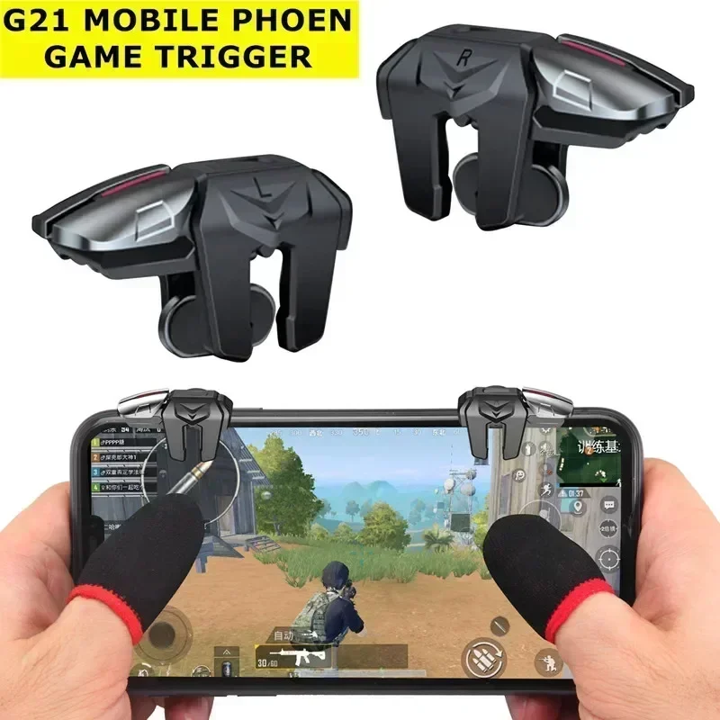Gatillo de juego de teléfono móvil G21 de seis dedos para PUBG Aim Shooting L1 R1 ABS botón para IOS Android Universal Gamepad Joystick