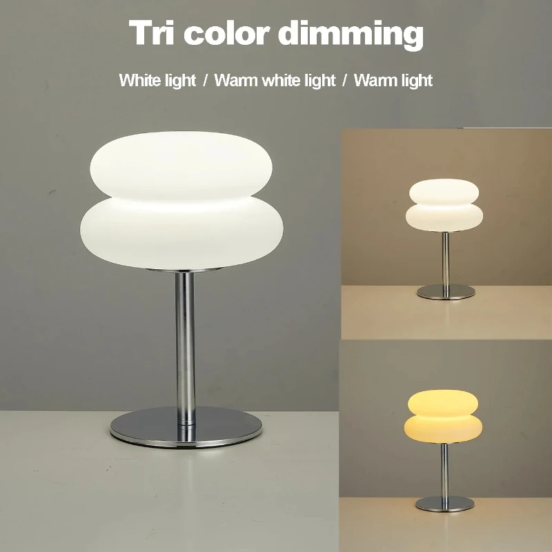 Designer italiano de vidro ovo tart candeeiro mesa quarto cabeceira estudo leitura led night light decoração casa atmosfera manchado lâmpada mesa