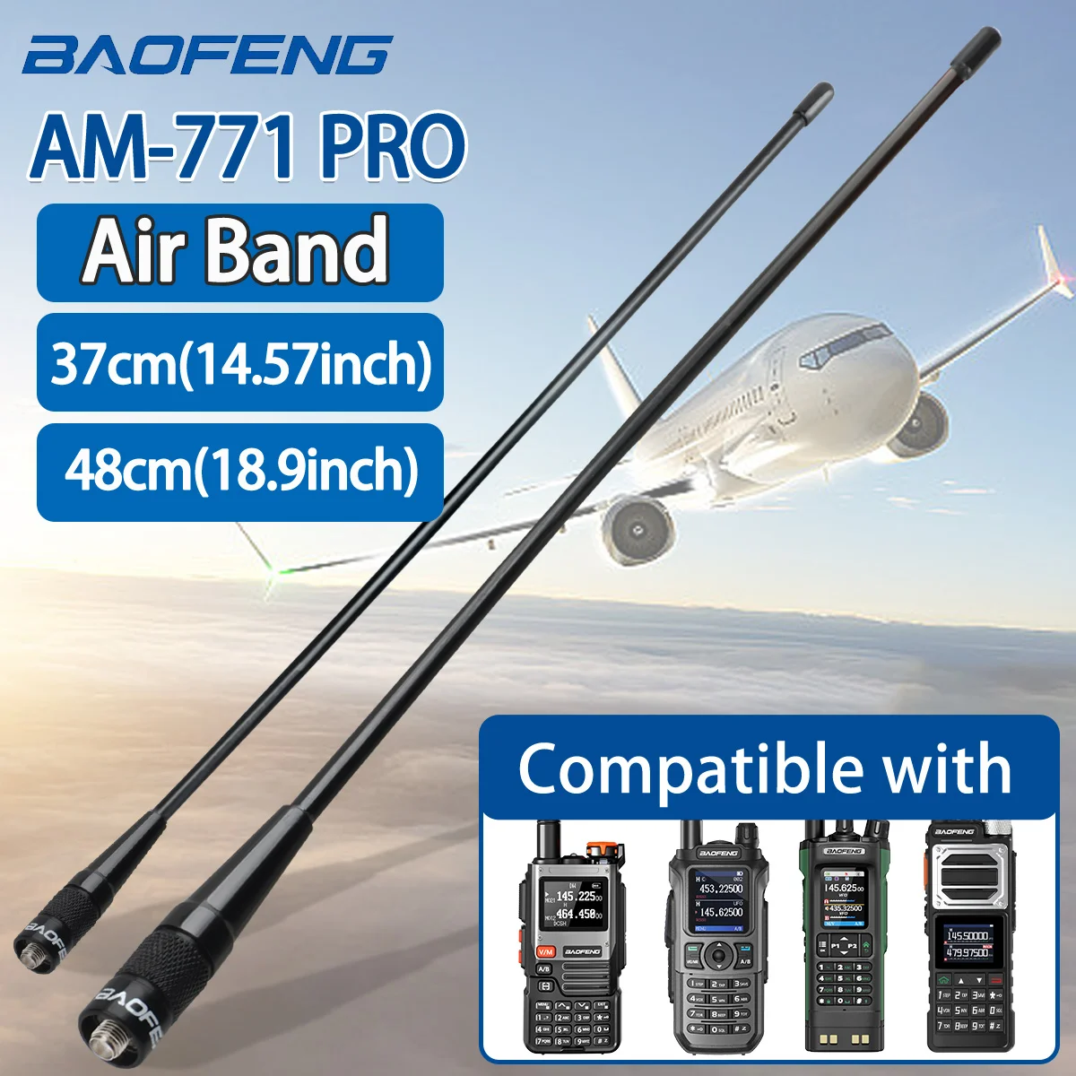 Antena Baofeng Air Band AM-771 PRO SMA-Female 108-136MHZ Soft Whip 37cm/48cm Long Antenna With UV-32 AR-5RM Quansheng UV-K5 8
