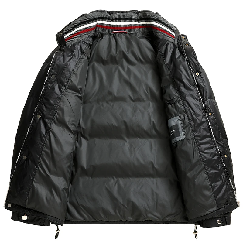 Chaqueta de plumón con cuello alto para hombre, abrigo cálido a prueba de viento, estilo corto, informal, de invierno, 90%