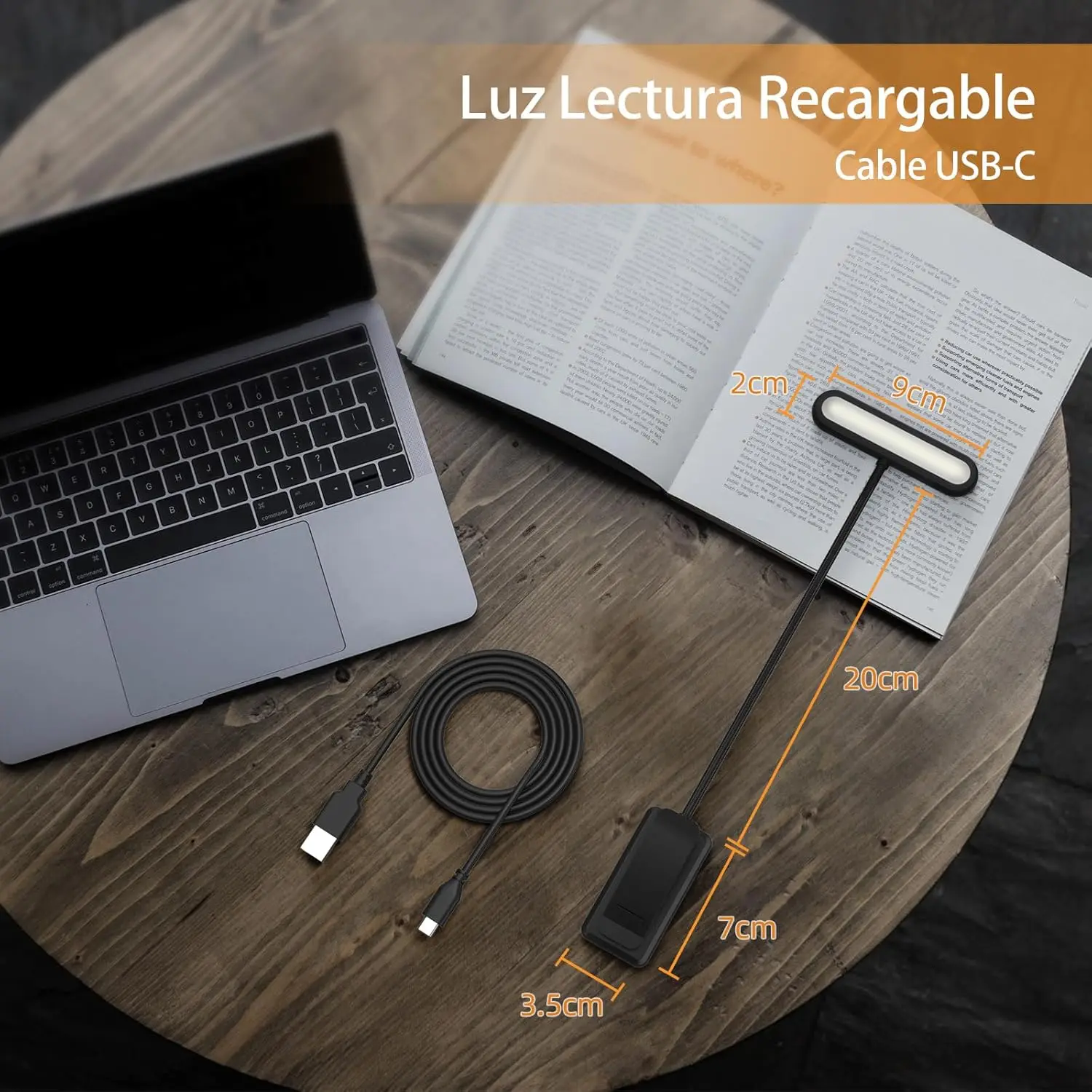 Luz LED de lectura para libros, lámpara de luz regulable recargable por USB con Clip para el cuidado de los ojos, lámpara de lectura nocturna Flexible ajustable