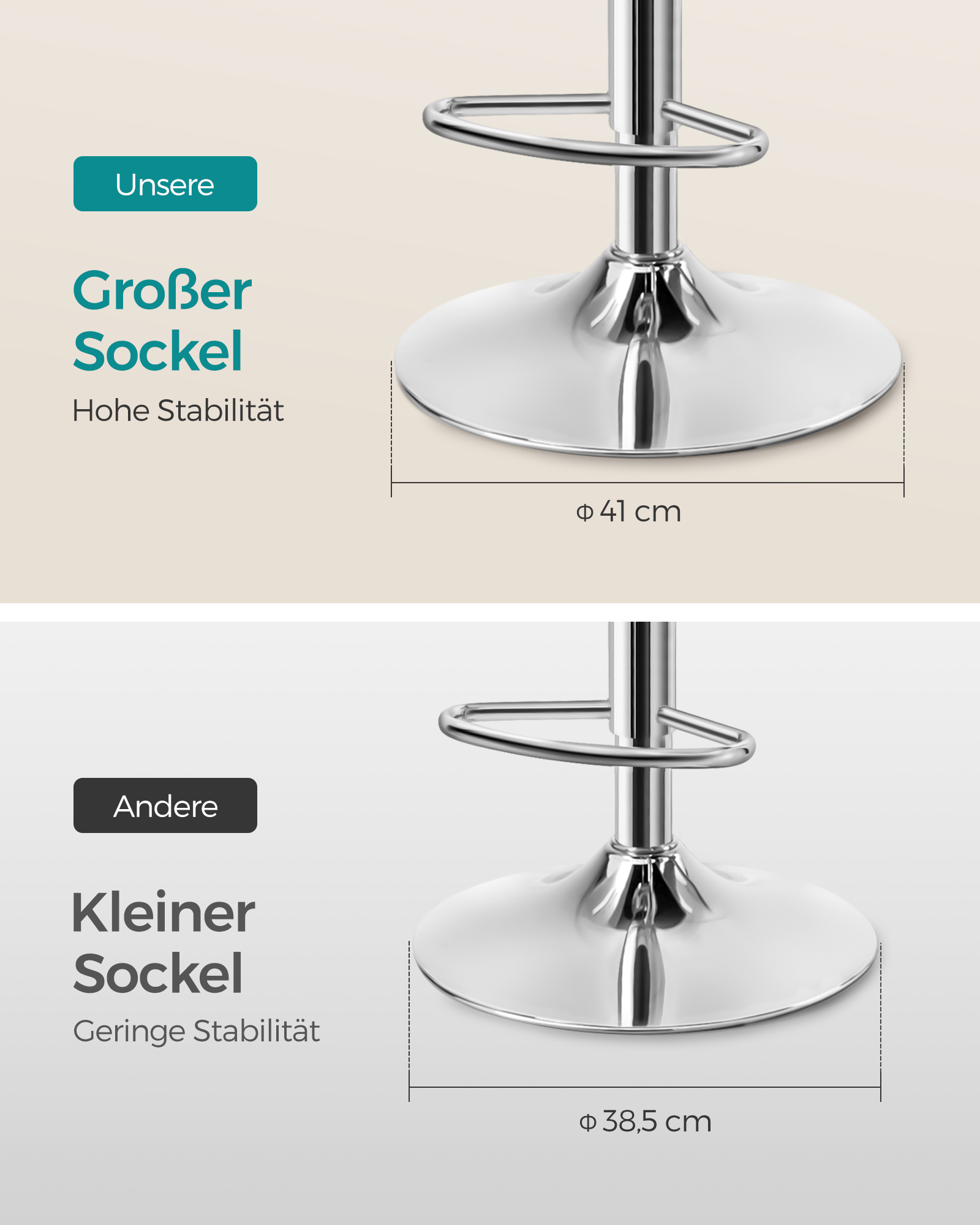SONGMICS Barhocker, Küchenstuhl, 2er Set mit Armlehnen, 120 kg Tragkraft, höhenverstellbar, Kunstleder-Bezug, 360° drehbar