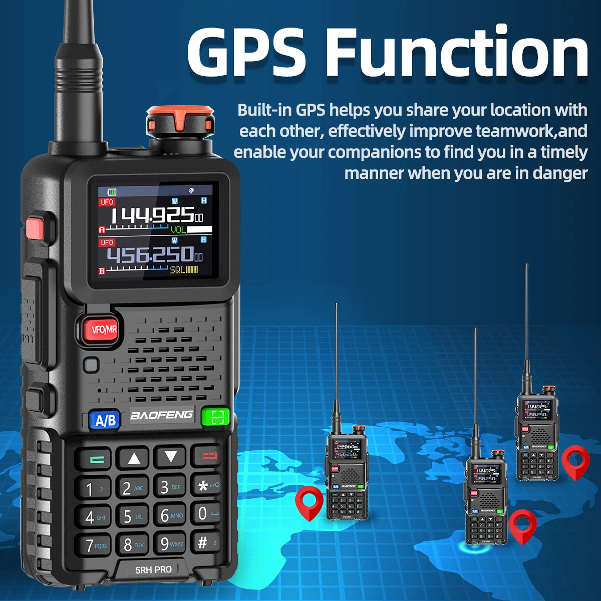 BAOFENG UV-5RH PRO GPS Walkie Talkie Multi Band Wireless Kopierfrequenz Typ-C NOAA Upgrade UV-5RH UV 17 Pro GPS Amateurfunk