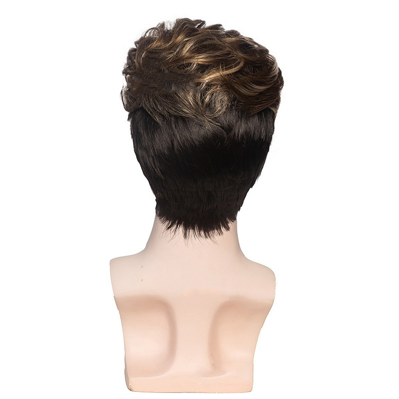 Sylhair 男性ウィッグショートシルバーグレーかつら男性男ショートレイヤードコスプレ仮装パーティー合成耐熱自然な髪