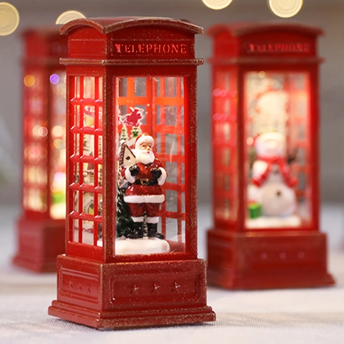 Diseño festivo de Papá Noel y muñeco de nieve con luces brillantes, ideal para escaparate de árbol de Navidad o gabinete, adornos navideños