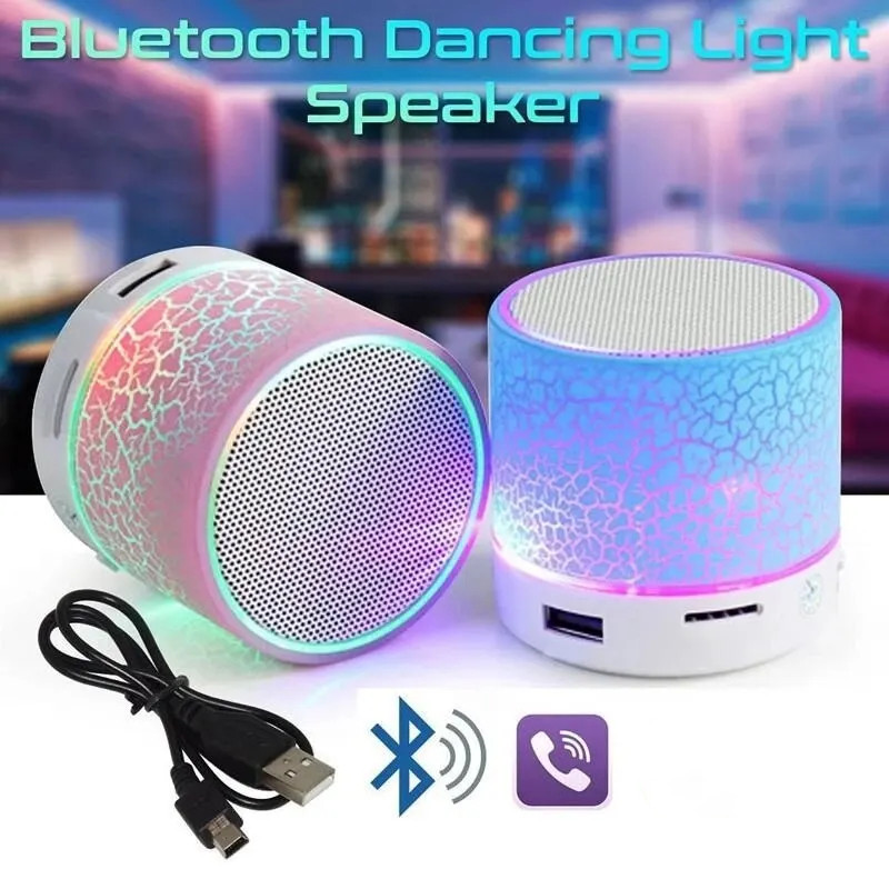 Mini altavoz inalámbrico con Bluetooth, columna de sonido de música MP3 portátil con Subwoofer USB, tarjeta TF LED colorida para PC y teléfono