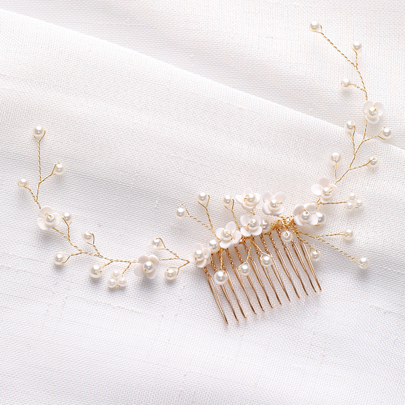 ทอง Tiara หวีผมไข่มุกอุปกรณ์เสริมผมสําหรับงานปาร์ตี้ Handmade ผู้หญิง Headbands เครื่องประดับผมแฟชั่นเครื่องประดับ