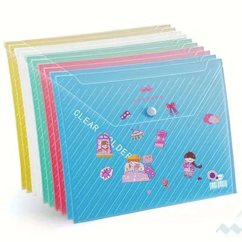 Sobre de plástico de 10 piezas, carpeta transparente de color aleatorio 5 colores A4 adecuado para material escolar y de oficina, 12,6x9,06 pulgadas