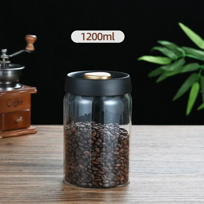 Coffee Beans Vacuum Sealed Tank Transparent Glass Food Storage Jars Household Moisture-proof Air Extraction Airtight Container