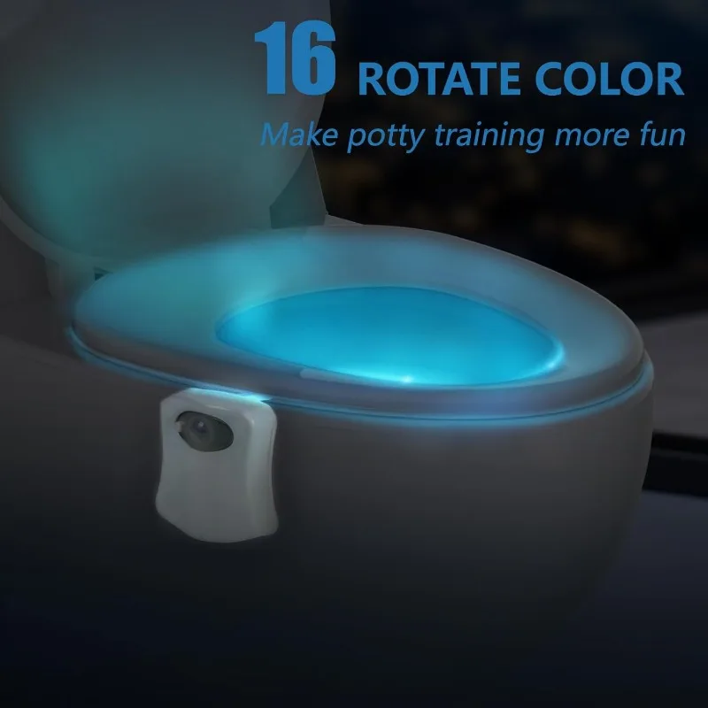 Smart PIR Motion Sensor Toilet Seat Night Light 8/16 Colors Waterproof Backlight For Toilet Bowl LED Lamp WC Toilet Light