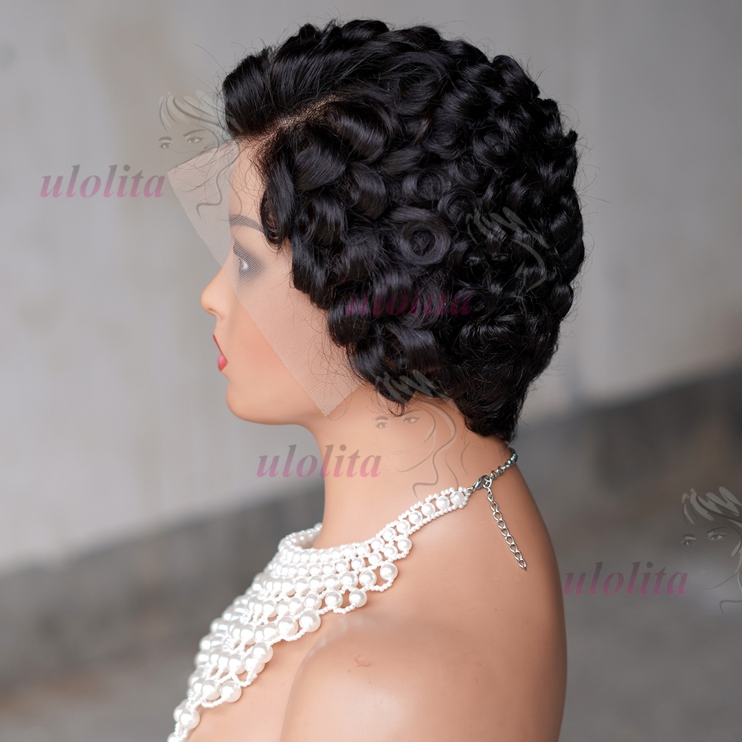 Korte Water Krullend 13x4 Korte Bob Losse Golf Kant Voor Pruiken Gebleekte Knopen Pixie Cut Hd Transparant Kant voor Menselijk Haar Pruik