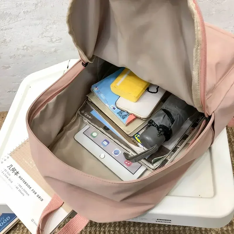 กระเป๋านักเรียนวัยรุ่นสำหรับ tas ransel anak perempuan กระเป๋าหนังสือพิมพ์ลายสำหรับผู้หญิงกระเป๋านักเรียนนักเรียนมัธยมกระเป๋าเป้ผ้าไนลอนลายดอกไม้น่ารักสีดำขนาดใหญ่