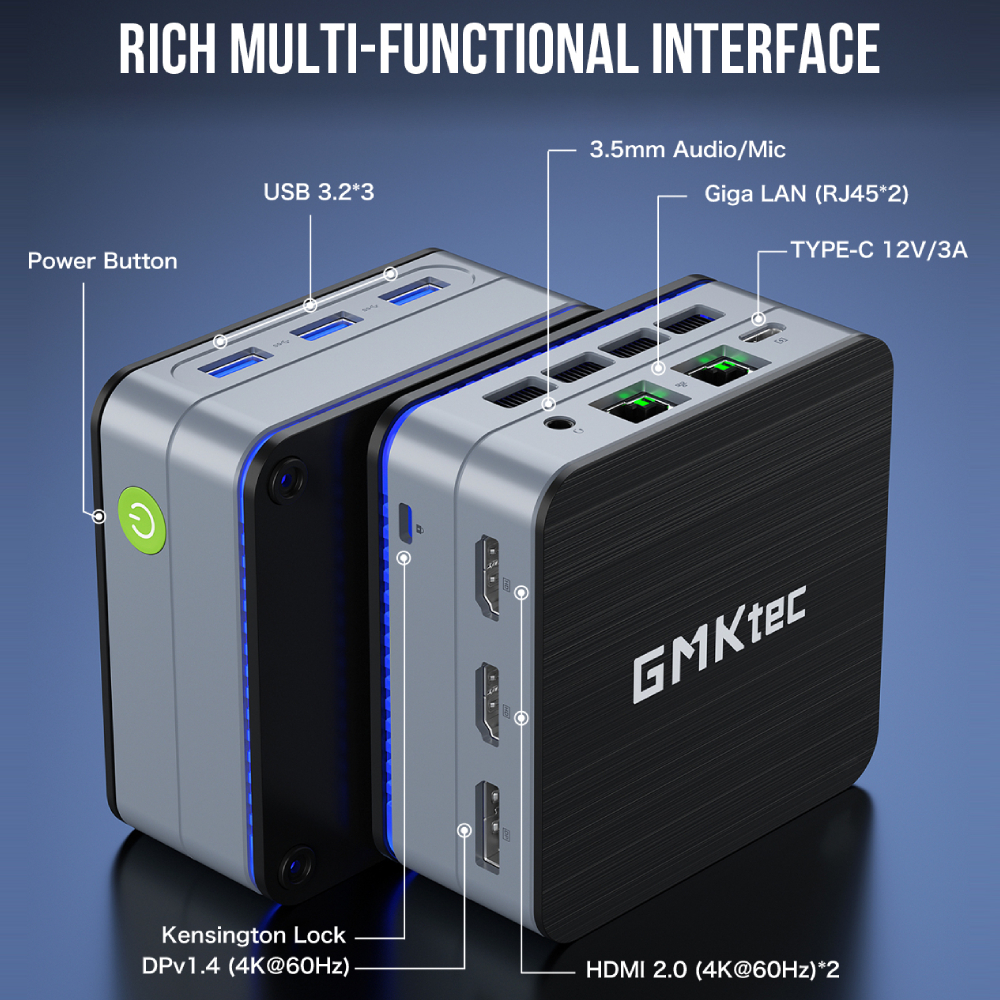 GMKtec G2 Mini PC Windows 11 Pro Intel 12th Gen Alder Lake N100 Mini PC DDR5 12GB RAM 512GB ROM WiFi 6 BT5.2 Desktop Computer