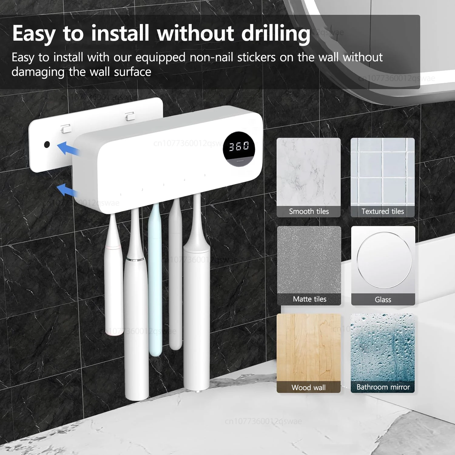 UV Toothbrush Holder Rechargeable Fast Drying Toothbrush Sterilizer With LED Display Wall-mounted Automatic Toothbrush Holders