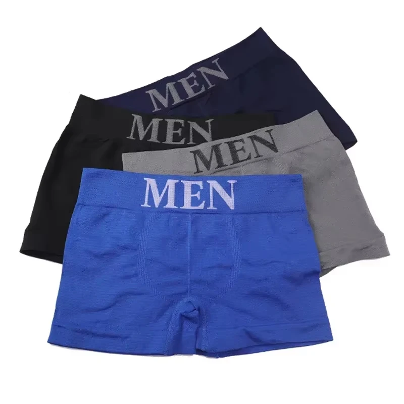 5 Pcs Thin Style Men's High Elastic Plain Color Comfortable Boxer Briefs Panties Breathable Pantyhose