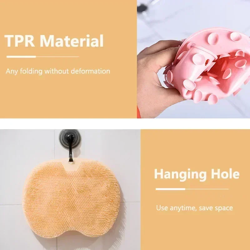 Raspador de masaje de ducha exfoliante, tapete de baño antideslizante para baño, cepillo de masaje de espalda, herramienta de baño de limpieza corporal para lavado de pies de silicona
