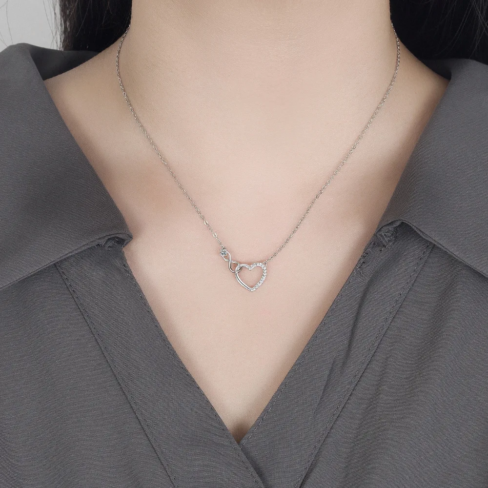 Dây Chuyền Bạc 925 Đính Đá Zircon Trái Tim Lồng Vào Nhau Dây Chuyền Cho Nữ Cao Cấp Chất Lượng Món Quà Trang Sức Nữ Miễn Phí Vận Chuyển Vật Dụng GaaBou
