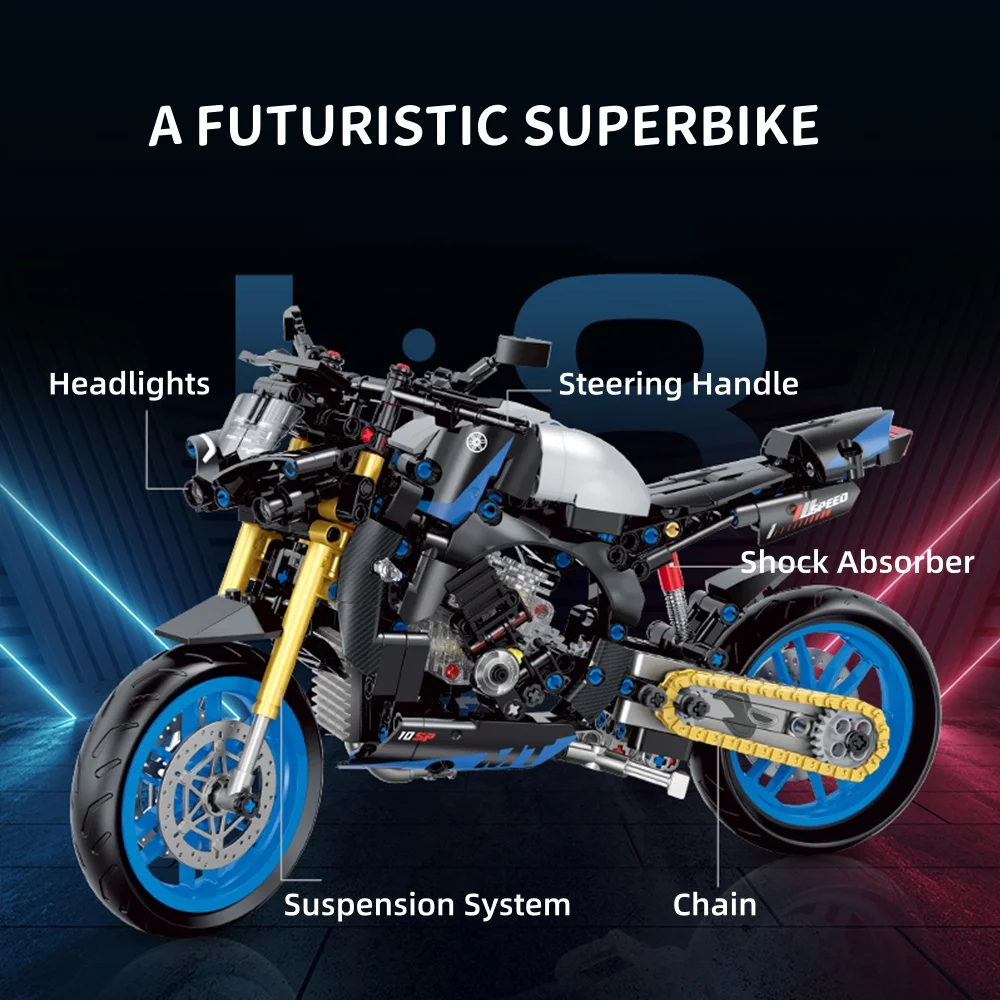 Techniczne MOC cegły budowlane Model motocykla kreatywny zestaw do budowania zabawki montażowe prezent edukacyjny dla dzieci chłopcy dziewczęta