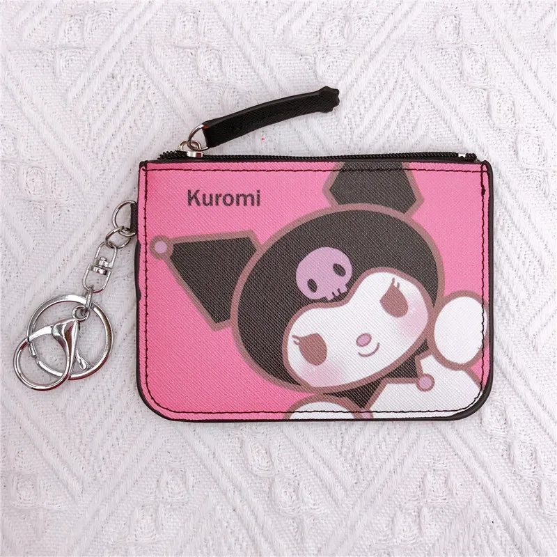 Sanrio Kurumi สุนัขพุดดิ้งสุนัขสีขาวตัวเล็ก สุนัข Gemini Star Long Eared Rabbit Leather Card Set Wallet with Keychain Pendant