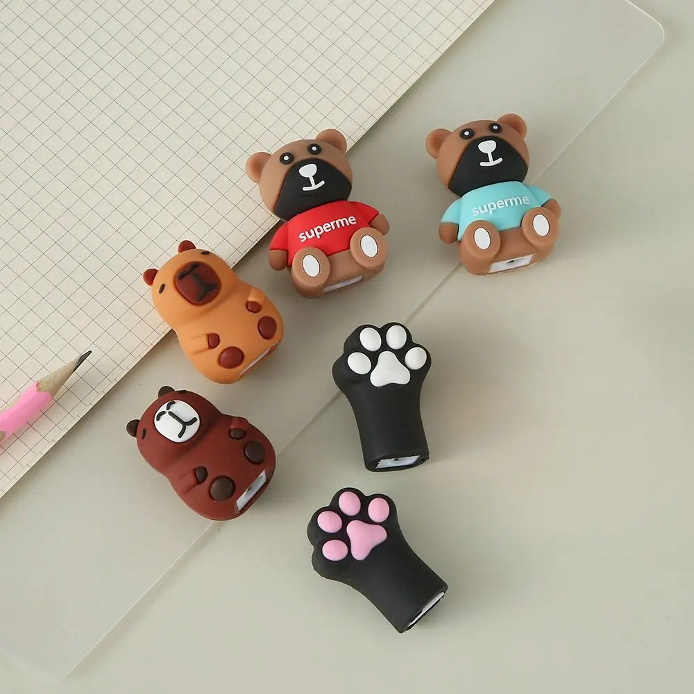 Capybara-afilador de lápices con forma de dibujos animados en 3d, cuchillo de plástico para niños, baratijas de escritorio, papelería escolar, regalo creativo
